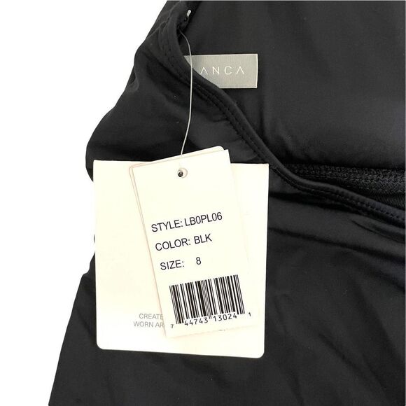 NEW La Blanca Mesh-Merizing Halter One Piece Swimsuit Sz 8 black - Picture 11 of 12